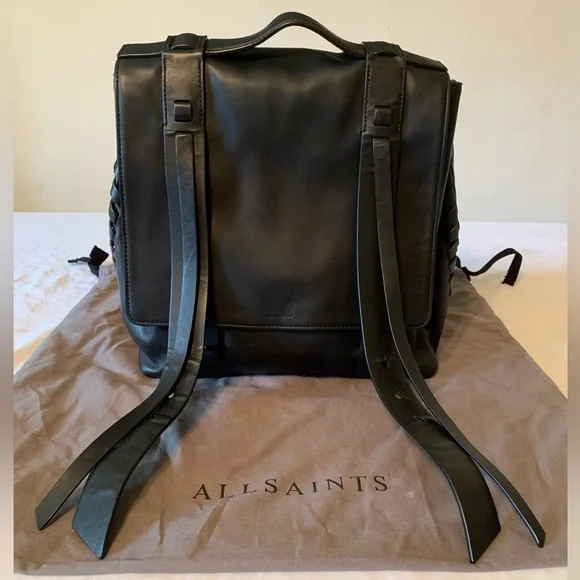 AllSaints Fin Leather Backpack Black 31883774_61913114_600.jpg main image 2